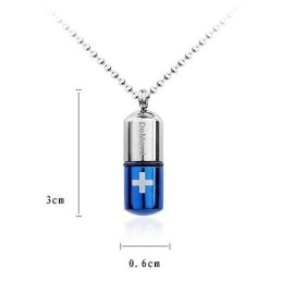 Collier Pendentif Croix En Titane Pur Bleu Argent