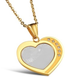 Collier En Titane Avec Coquillage Et Cœur Pour Femme
