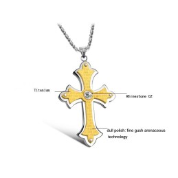 Collier Croix En Titane Pour Femme Avec Strass, Complet Et Conforme Aux Spécifications