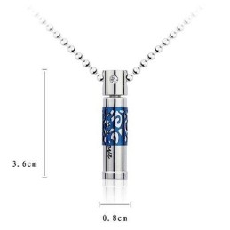 Collier Pendentif Tendance En Titane Et Porcelaine Bleue Et Blanche