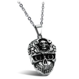 Collier En Titane Avec Tête De Mort Pour Homme De Qualité Supérieure