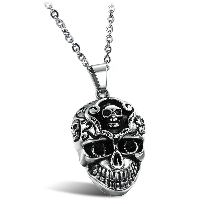 Collier En Titane Avec Tête De Mort Pour Homme De Qualité Supérieure Collier En Titane Avec Tête De Mort Pour Homme De Qualité Supérieure