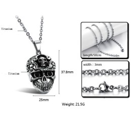 Collier En Titane Avec Tête De Mort Pour Homme De Qualité Supérieure