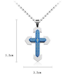 Pendentif Et Collier En Titane Avec Croix Biblique