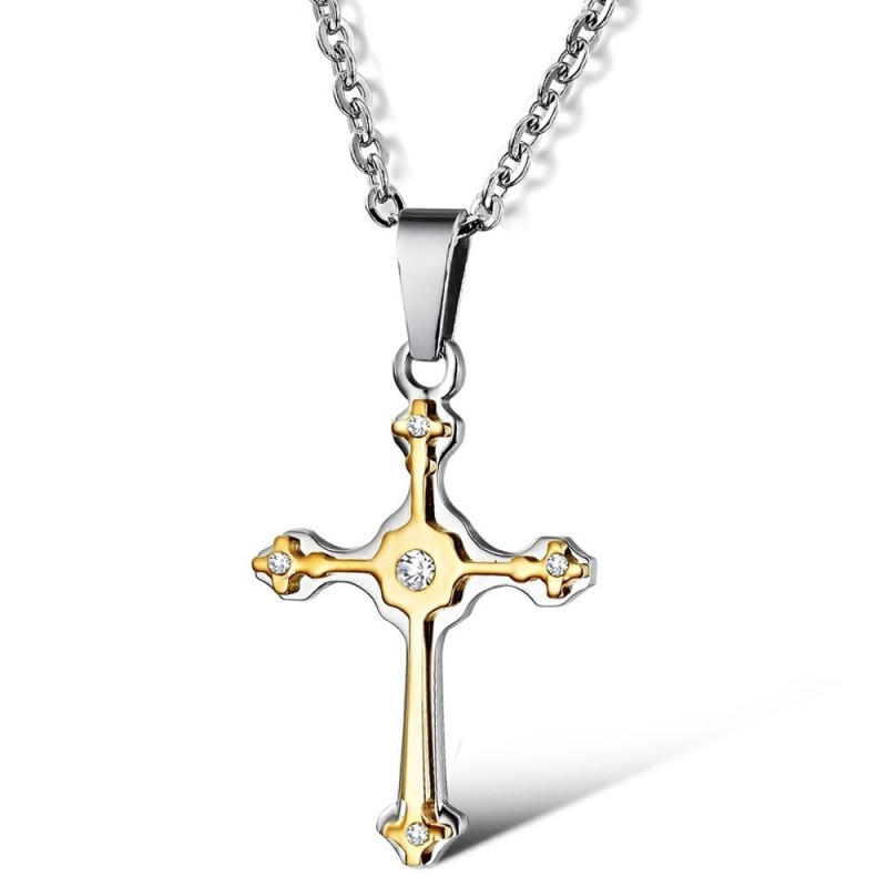 Collier Croix En Titane Pour Femme, Facile À Utiliser, Avec Strass Collier Croix En Titane Pour Femme, Facile À Utiliser, Avec Strass