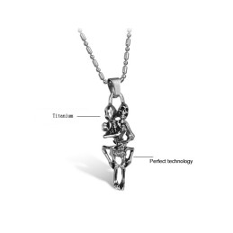 Collier En Titane Avec Tête De Mort Pour Homme, De Qualité Stable