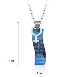 Pendentif Et Collier En Titane Avec Croix Biblique De Style Bleu, Symboles Pour Homme