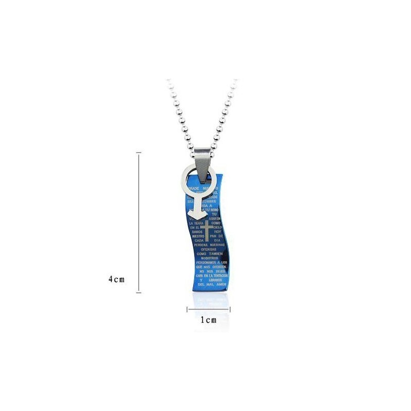 Pendentif Et Collier En Titane Avec Croix Biblique De Style Bleu, Symboles Pour Homme Pendentif Et Collier En Titane Avec Croix Biblique De Style Bleu, Symboles Pour Homme