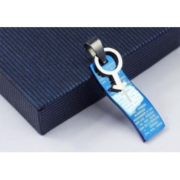 Pendentif Et Collier En Titane Avec Croix Biblique De Style Bleu, Symboles Pour Homme