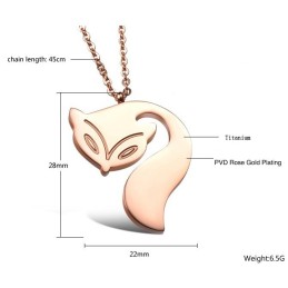 Collier En Titane En Forme De Renard Femelle, Complet Avec Spécifications