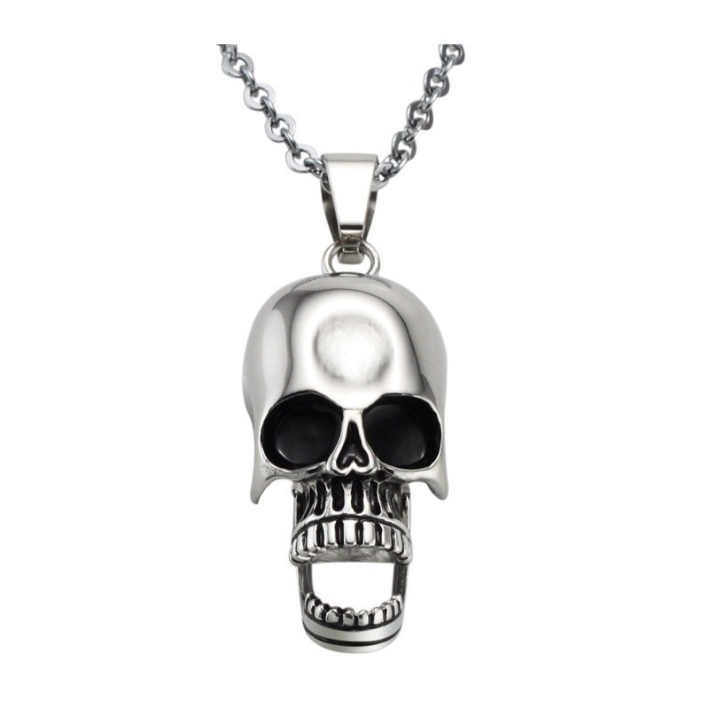Collier En Titane Avec Tête De Mort De Qualité Stable Collier En Titane Avec Tête De Mort De Qualité Stable