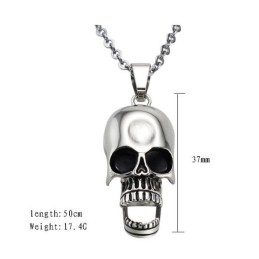 Collier En Titane Avec Tête De Mort De Qualité Stable