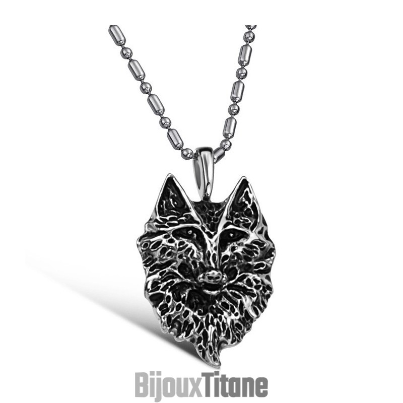 Collier En Titane Avec Totem Loup Pour Homme, Complet Et Conforme Aux Spécifications