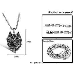 Collier En Titane Avec Totem Loup Pour Homme, Complet Et Conforme Aux Spécifications