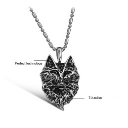 Collier En Titane Avec Totem Loup Pour Homme, Complet Et Conforme Aux Spécifications
