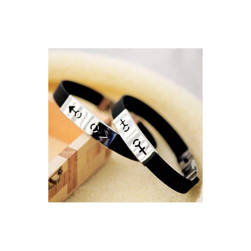 Bracelets En Titane Avec Symboles Pour Couples Hommes Et Femmes