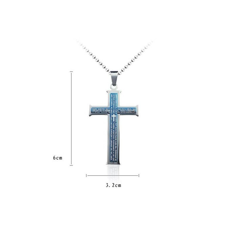 Pendentif Et Collier En Titane Avec Croix Bleue Et Argent De La Bible Pendentif Et Collier En Titane Avec Croix Bleue Et Argent De La Bible