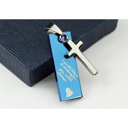 Collier Pendentif Croix En Titane Love Sweetheart