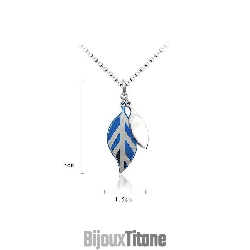 Pendentif Et Collier En Titane Bleu Feuille De Micocoulier Pendentif Et Collier En Titane Bleu Feuille De Micocoulier