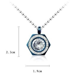 Collier Avec Pendentif Hexagram Bleu En Titane Pur Et Diamant