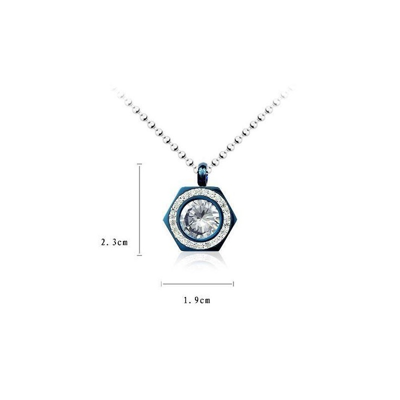Collier Avec Pendentif Hexagram Bleu En Titane Pur Et Diamant