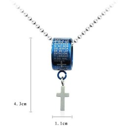 Collier Et Pendentif Croix En Titane Bleu Exquis