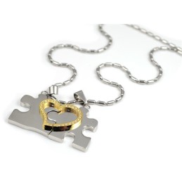 1 Paire De Pendentifs En Acier Titane En Forme De Cœur Bleu