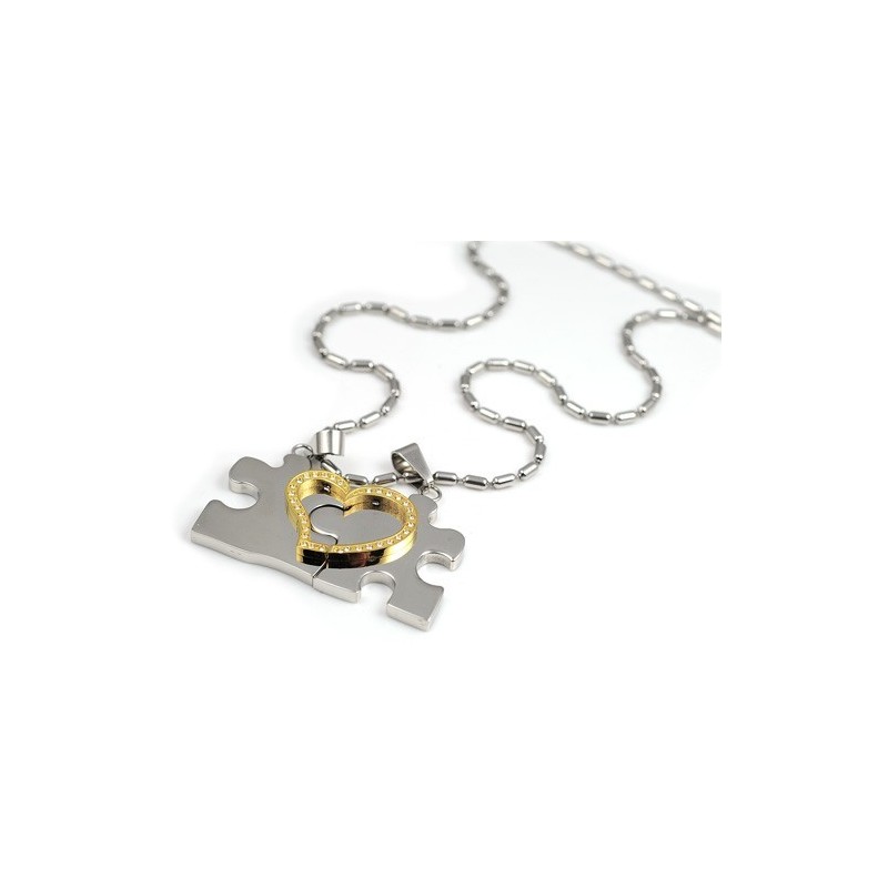 1 Paire De Pendentifs En Acier Titane En Forme De Cœur Bleu