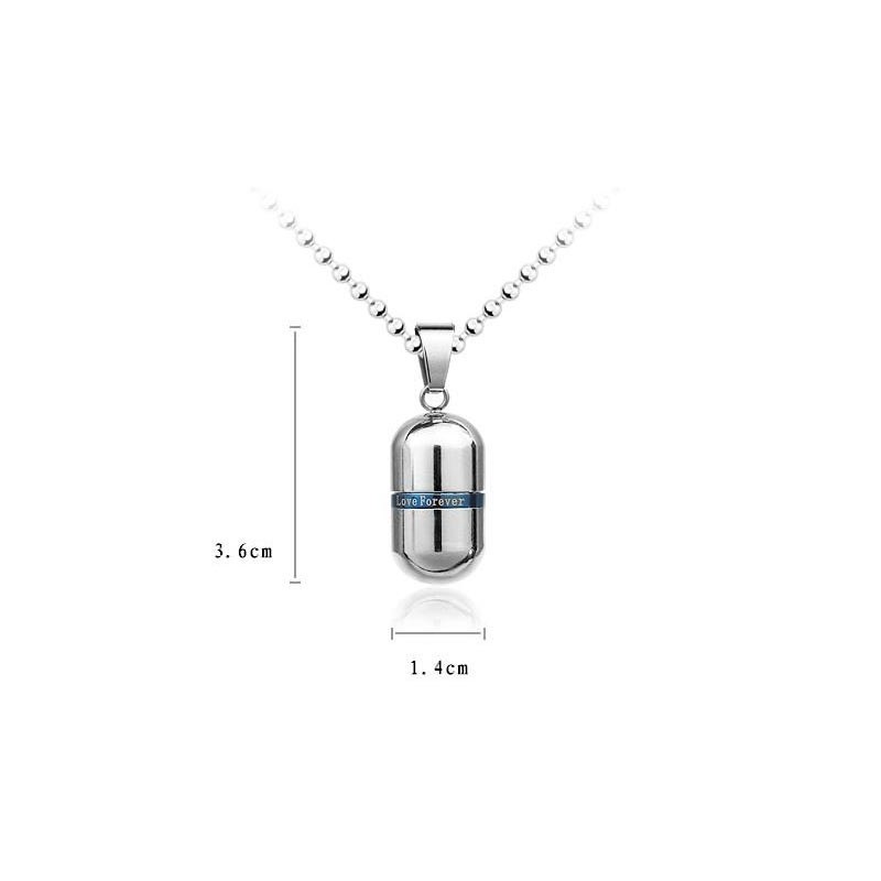 Collier Avec Pendentif En Forme De Pilule En Titane Pur Et Argent Love Forever Collier Avec Pendentif En Forme De Pilule En Titane Pur Et Argent Love Forever