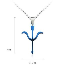 Pendentif Et Collier En Titane Bleu Avec Flèche De Cupidon