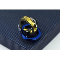 Pendentif Et Collier En Titane Avec Anneaux Tricolores Tendance