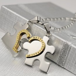 1 Paire De Pendentifs En Acier Titane En Forme De Cœur Bleu
