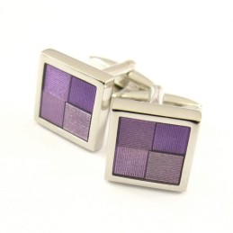 Boutons De Manchette Carrés En Titane Et Violet
