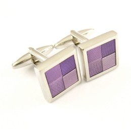 Boutons De Manchette Carrés En Titane Et Violet