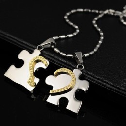 1 Paire De Pendentifs En Acier Titane En Forme De Cœur Bleu