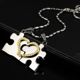 1 Paire De Pendentifs En Acier Titane En Forme De Cœur Bleu