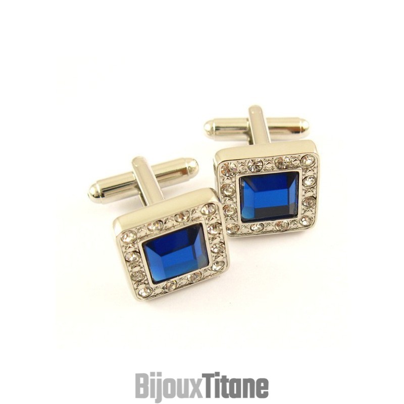 Boutons De Manchette Carrés En Titane Avec Diamants Boutons De Manchette Carrés En Titane Avec Diamants