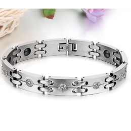 Bracelet En Titane De Qualité Stable Et Sain Pour Les Amoureux Avec Strass