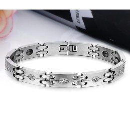 Bracelet En Titane De Qualité Stable Et Sain Pour Les Amoureux Avec Strass