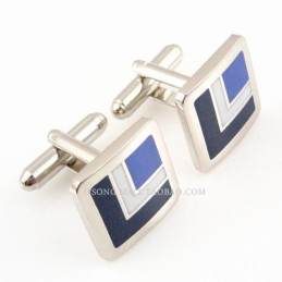 Boutons De Manchette Polyline Bleu Marine En Titane