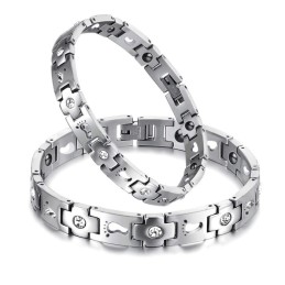 Le Bracelet En Titane De Qualité Pour Les Amoureux Avec Strass