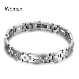 Le Bracelet En Titane De Qualité Pour Les Amoureux Avec Strass