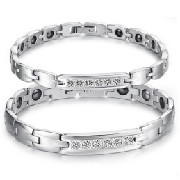Bracelet En Titane Et Magnétite De Qualité Fiable Pour Les Amoureux, Avec Strass
