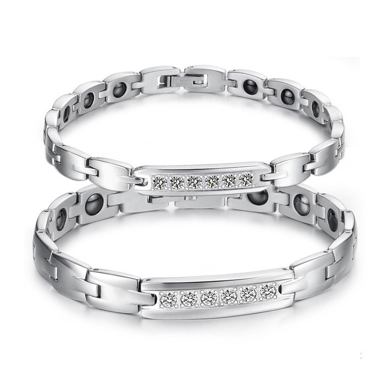 Bracelet En Titane Et Magnétite De Qualité Fiable Pour Les Amoureux, Avec Strass Bracelet En Titane Et Magnétite De Qualité Fiable Pour Les Amoureux, Avec Strass