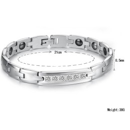 Bracelet En Titane Et Magnétite De Qualité Fiable Pour Les Amoureux, Avec Strass