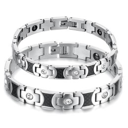 Bracelet En Titane De Qualité Supérieure Pour Amoureux Avec Strass
