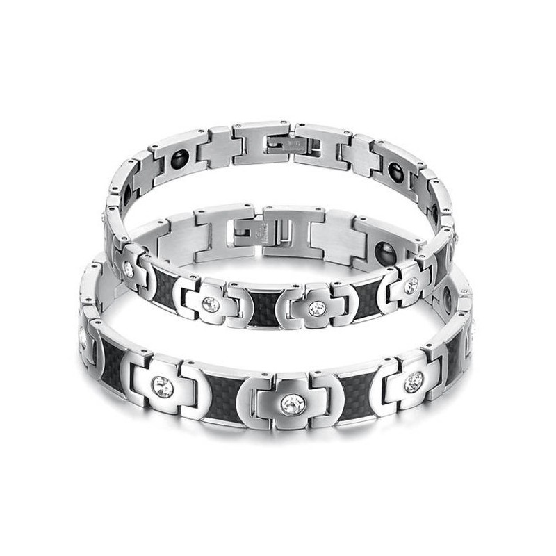 Bracelet En Titane De Qualité Supérieure Pour Amoureux Avec Strass Bracelet En Titane De Qualité Supérieure Pour Amoureux Avec Strass
