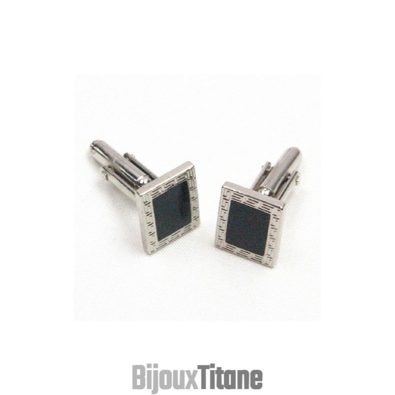 Boutons De Manchette Carrés En Titane Et Plaqué Ip Noir Boutons De Manchette Carrés En Titane Et Plaqué Ip Noir