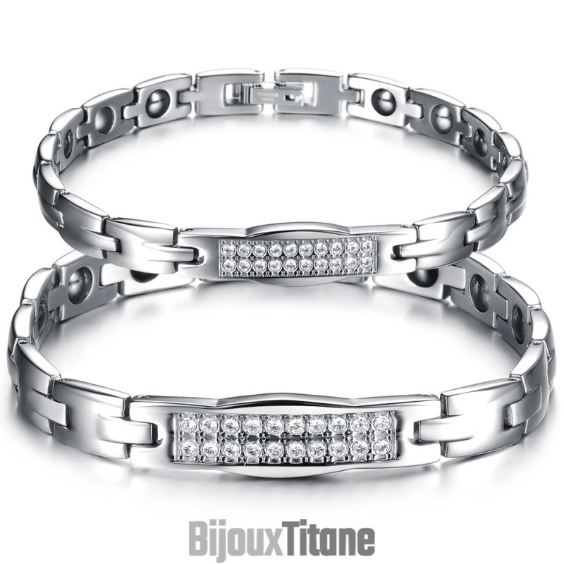 Bracelet En Titane Et Magnétite Pour Amoureux, La Reine De La Santé De Qualité, Avec Diamant Bracelet En Titane Et Magnétite Pour Amoureux, La Reine De La Santé De Qualité, Avec Diamant