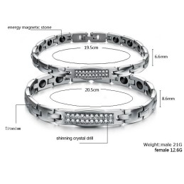 Bracelet En Titane Et Magnétite Pour Amoureux, La Reine De La Santé De Qualité, Avec Diamant
